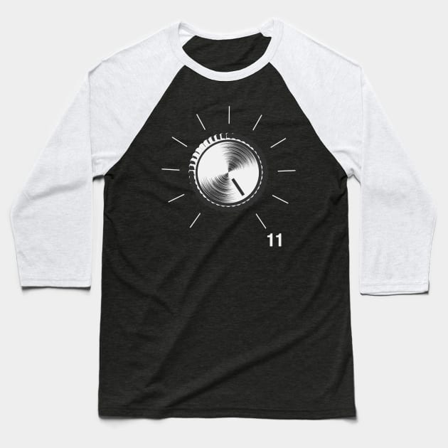 These Go To Eleven - Volume Knob - Guitar print Baseball T-Shirt by Vector Deluxe